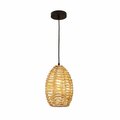 Brilliantbulb 11 x 9 x 9 in. Ana 1-Light Beige Outdoor Pendant Light, Shade in Clear Natural Tule Leaf BR2609766